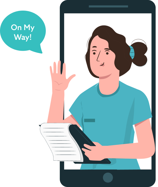Original illustration of a care team member responding to a patient
