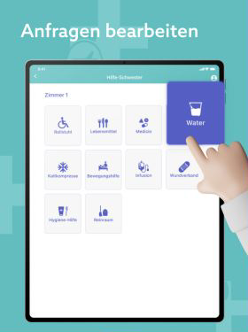 Patient requests presented on a tablet