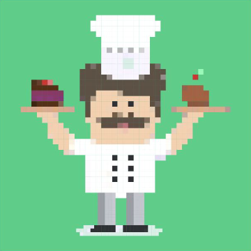Pixel art chef collectible, green edition